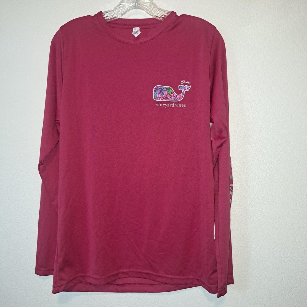 Vineyard Vines Roatan Honduras Whale Logo Long‎ Sleeve Shirt Mens Medium Red